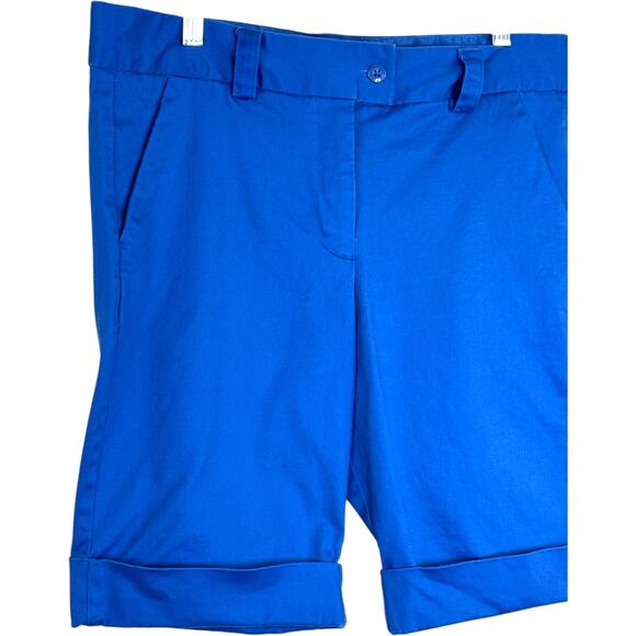 The Limited Shorts Size 12 Blue Cuffed Cotton Blend Stretch Casual Bermuda - Picture 9 of 13